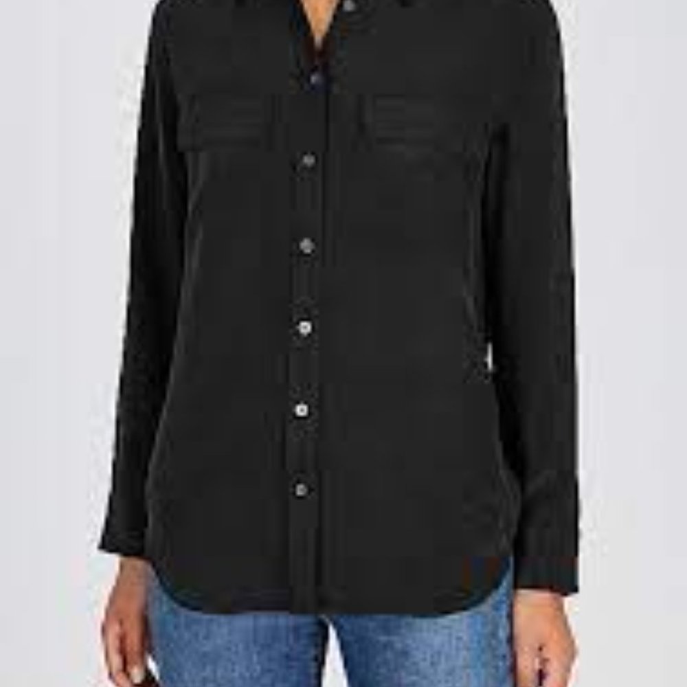 Equipment Slim Signature Silk Shirt Black Size S